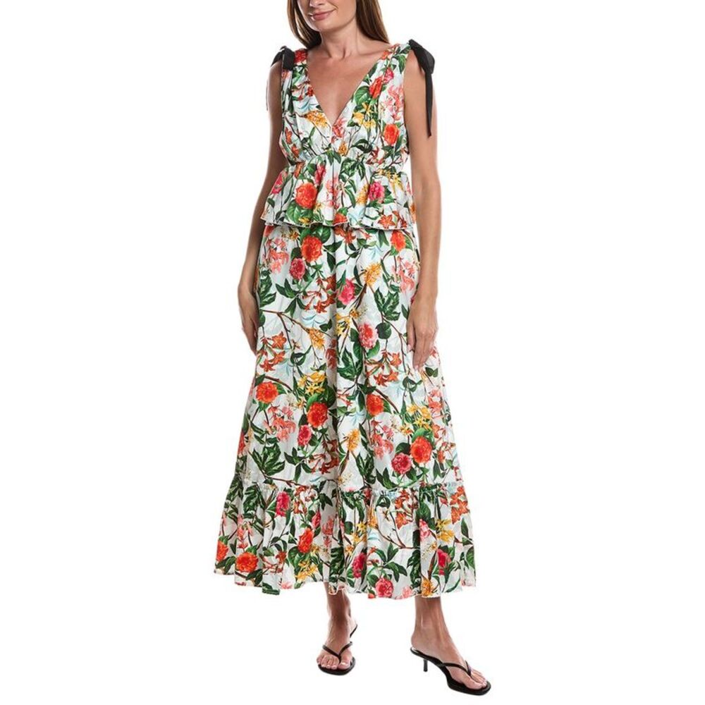Layered With Love Womens  Cecilia Printed Maxi Dress, White